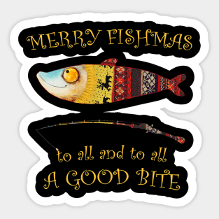 Christmas Fisherman's MERRY FISHMAS to ALL Christmas Fishing Sticker